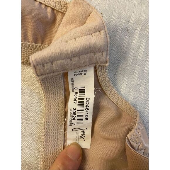 JMS Just My Size beige animal print bra no wire DD 46/105 3 hooks - Picture 2 of 5